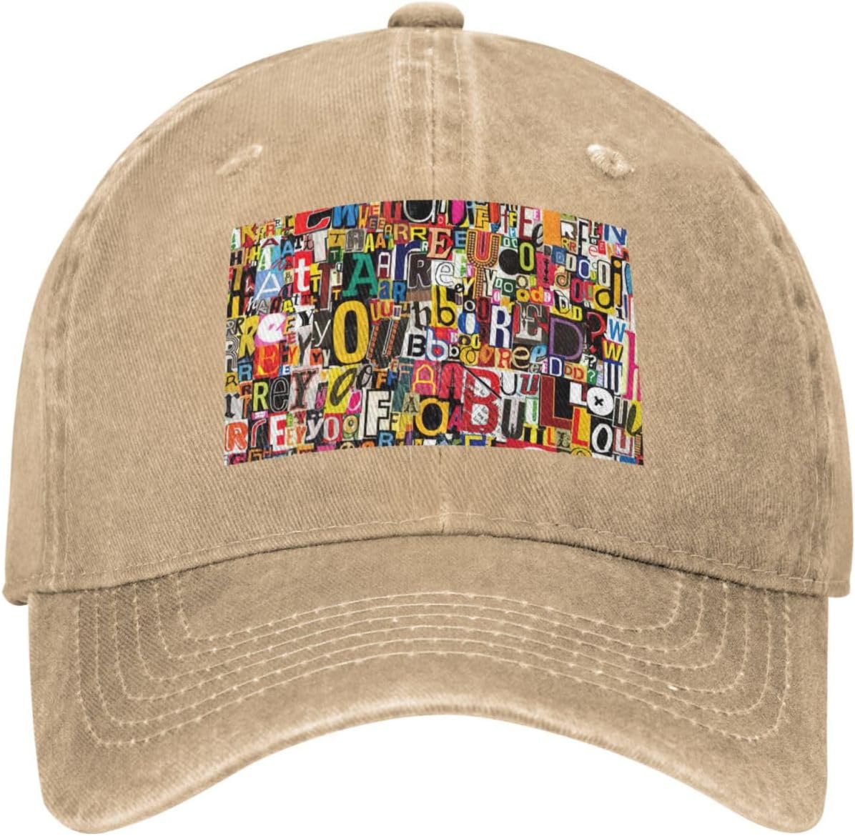 Letter and Number Print Cowboy Hat Personalized Baseball Cap Fashion Hat Cap Funny Gifts for Women Men Natural