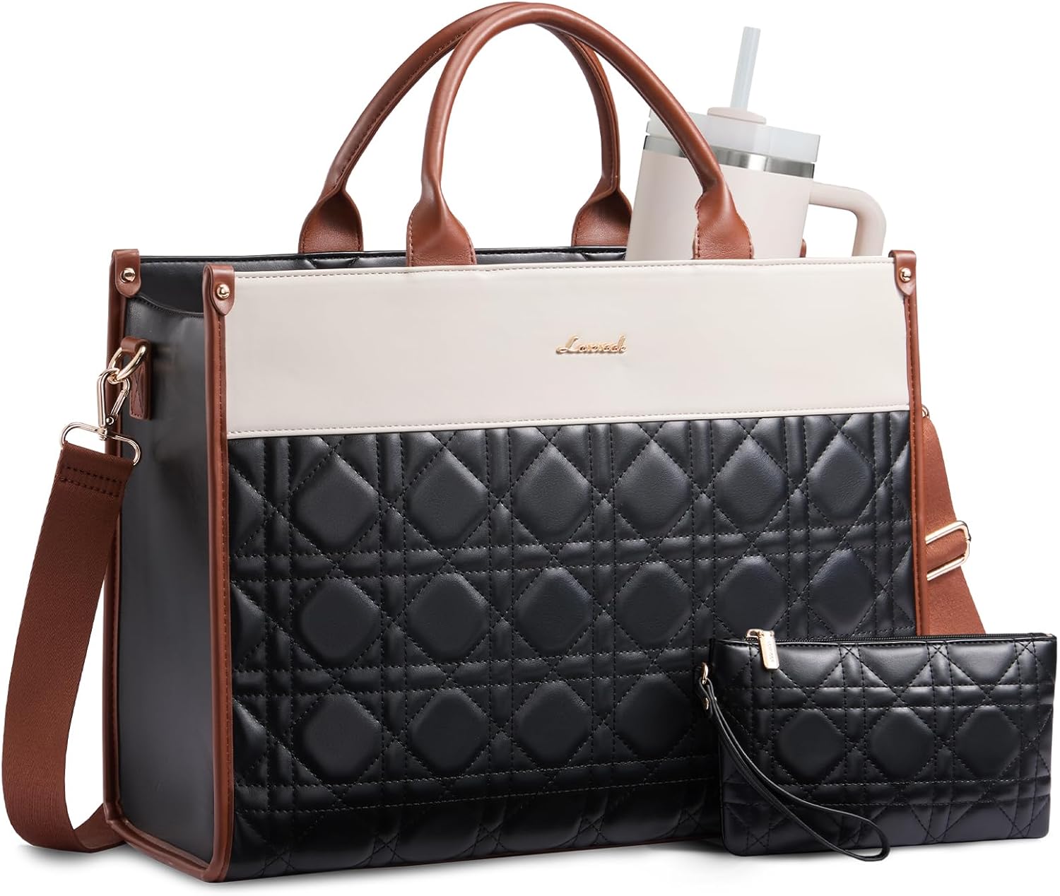 LOVEVOOK Laptop Tote Bag for Women,Waterproof Leather Work Bag for Teacher,Business Office Work Bag Briefcase,Gifts for Women