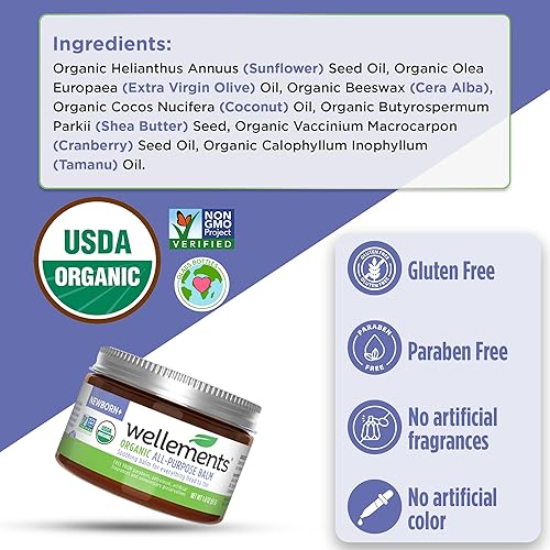 Miniatura 3 de Wellements Bálsamo orgánico multiusos para bebés y niños (1.8 onzas líquidas) | Ungüento suave y calmante para bebés para pieles secas, rozadas y