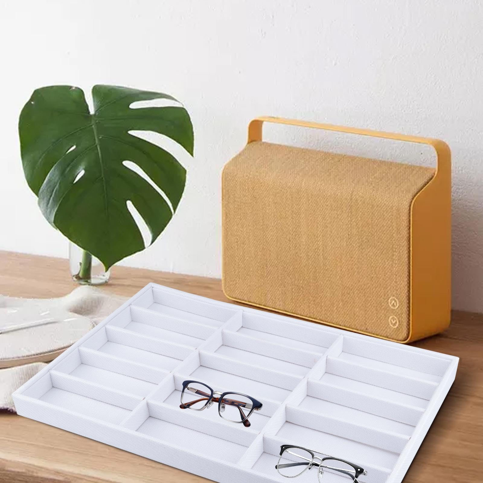 Bandeja de visualización de gafas, caja de almacenamiento de gafas, 15 ranuras, organizador de gafas de sol, organizador de joyas para tienda, dormitorio