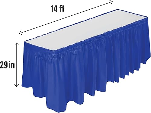 Miniatura 2 de DecorRack Falda de mesa, 29 pulgadas x 14 pies, sin BPA, desechable, reutilizable, rectangular, color azul rey (paquete de 1)
