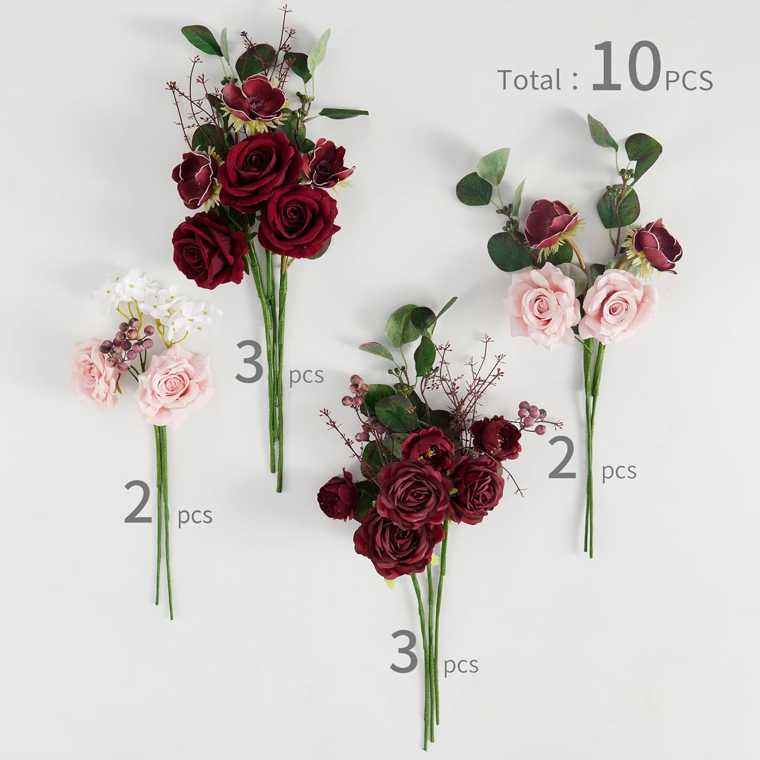 Anna's Whimsy Artificial Flowers Bouquets, Artificial Silk Flowers Bouquets for Wedding, Home Table Decorations, Wedding Centerpieces Bouquets Flowers Arrangement Decorations