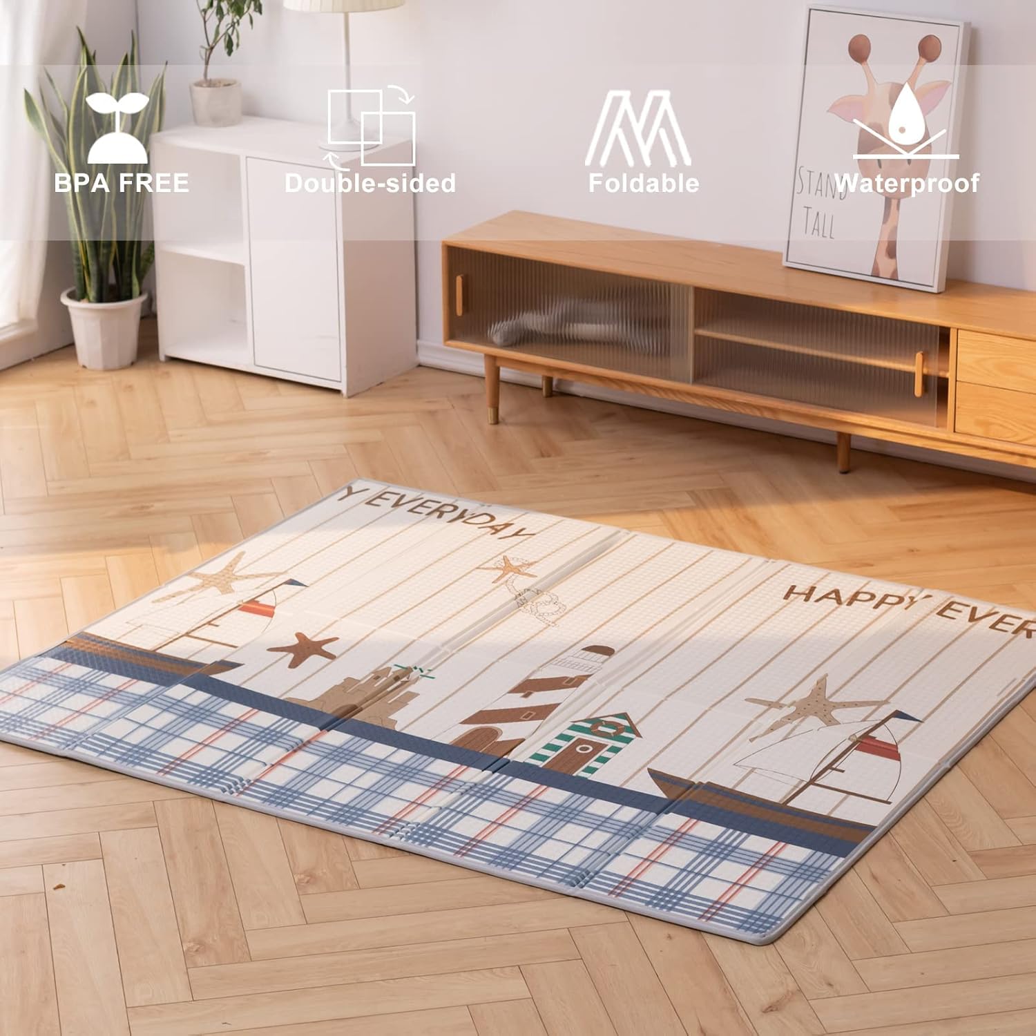 Uanlauo Baby Play Mat,71x59inch Play Mat for Baby,Foldable Kids Play Mat, Foam Play Mat,Infant