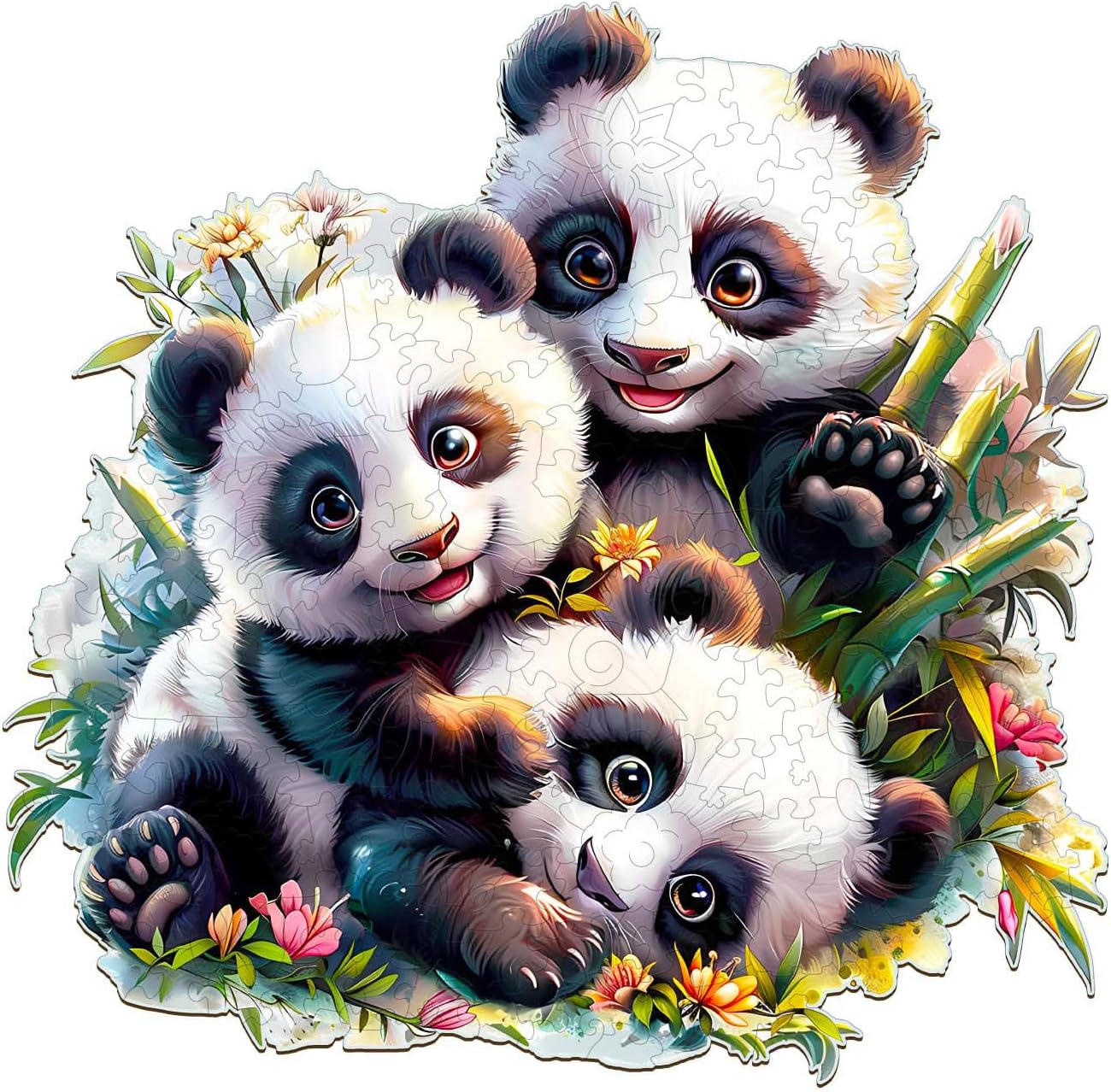 Wooden Puzzles for Adults, Panda Family Wood Puzzles Adult, Unique Animal Shaped Wooden Jigsaw Puzzle, Creative Gifts for Friends/Family/Puzzle Lovers, Home Decor(Medium-11.4 * 11.2in 200pcs)