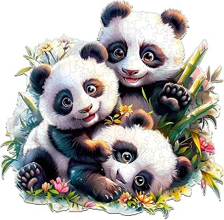 Wooden Panda Family Unique Animal Wood Puzzle