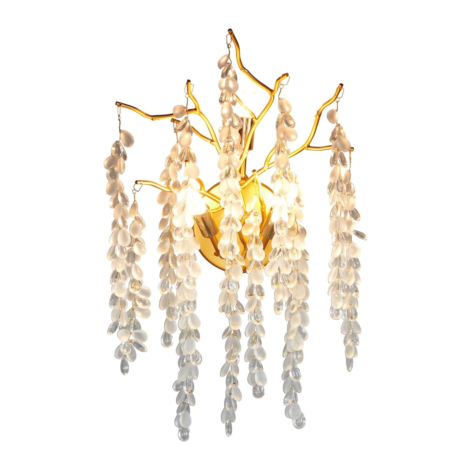 MYUYEE Crystal Wall Sconce, D Tree Branches Sconces Wall Lighting, Farmhouse Wall Lamp Luxury Bathroom Wall Lights Wall Sconces For Living Room, Bedroom