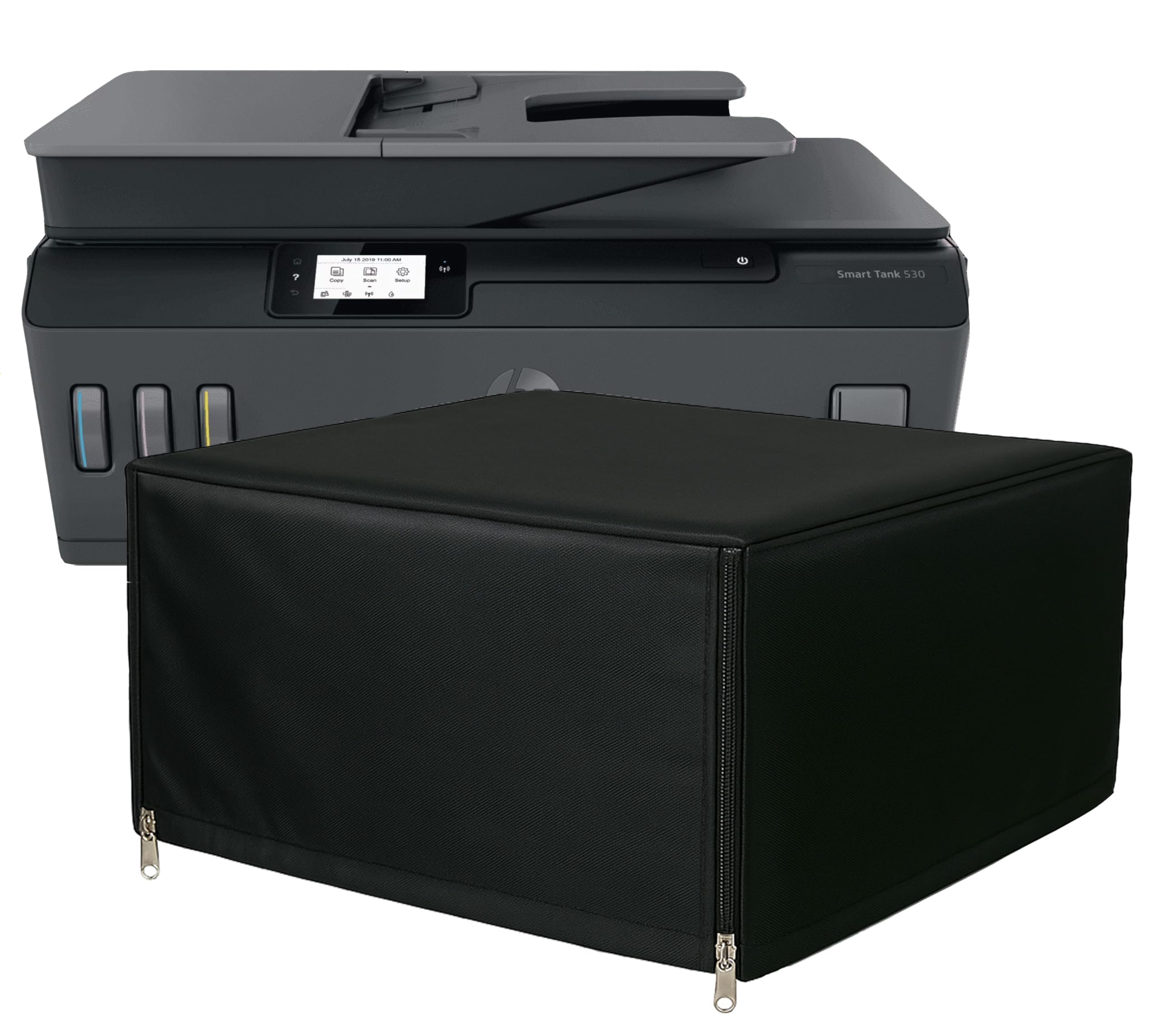 VONBAER Printer Cover for HP Smart Tank 530 Wireless All-in-One, Dustproof, Washable, Front and Back Zippers Black-image-45