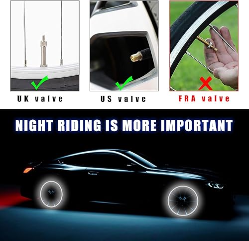 Miniatura 4 de Ziciner 4 luces LED para tapa de válvula de neumático, bombillas de neón con 12 baterías adicionales, tapones antipolvo, accesorios de motocicleta y