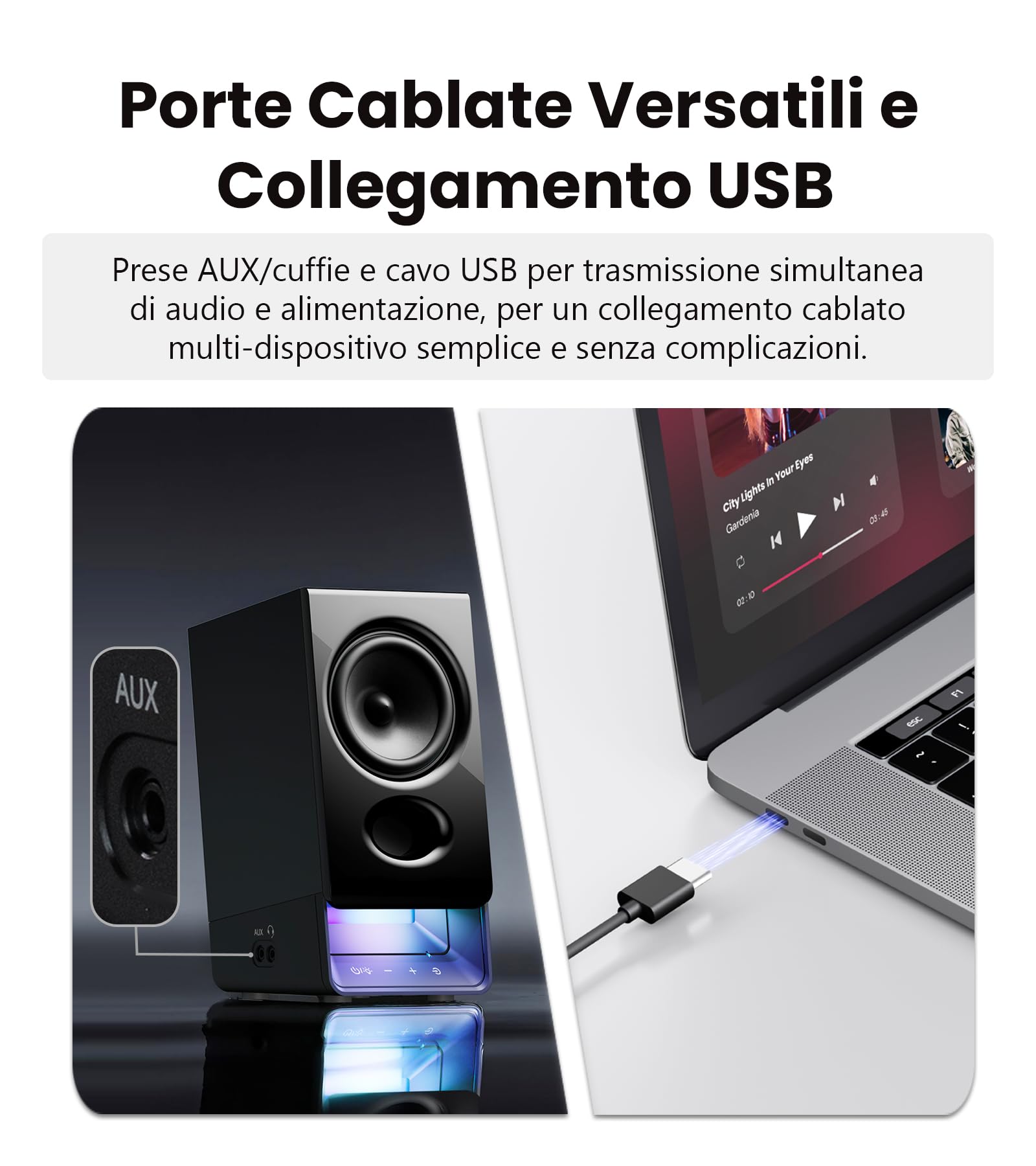 Edifier R20BT Casse PC con Driver da 2,75 pollici a Tutto Campo, Bluetooth 6.0, Controlli Touch, Ingressi AUX/USB, Uscita Cuffie, Profili Luce/Suono Personalizzati via App - Nero