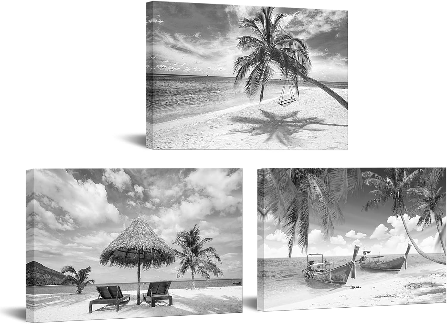 Creative Product Artsbay 3 Piece Black and White Beach Canvas Wall Art Tropical Palm Tree Painting Pictures Ocean Sunset Coconut Poster Print Seascape Artwork for Bathroom Bedroom Living Room Decor Framed Featured Product Artsbay 3 Piece Black and White Beach Canvas Wall Art Tropical Palm Tree Painting Pictures Ocean Sunset Coconut Poster Print Seascape Artwork for Bathroom Bedroom Living Room Decor Framed