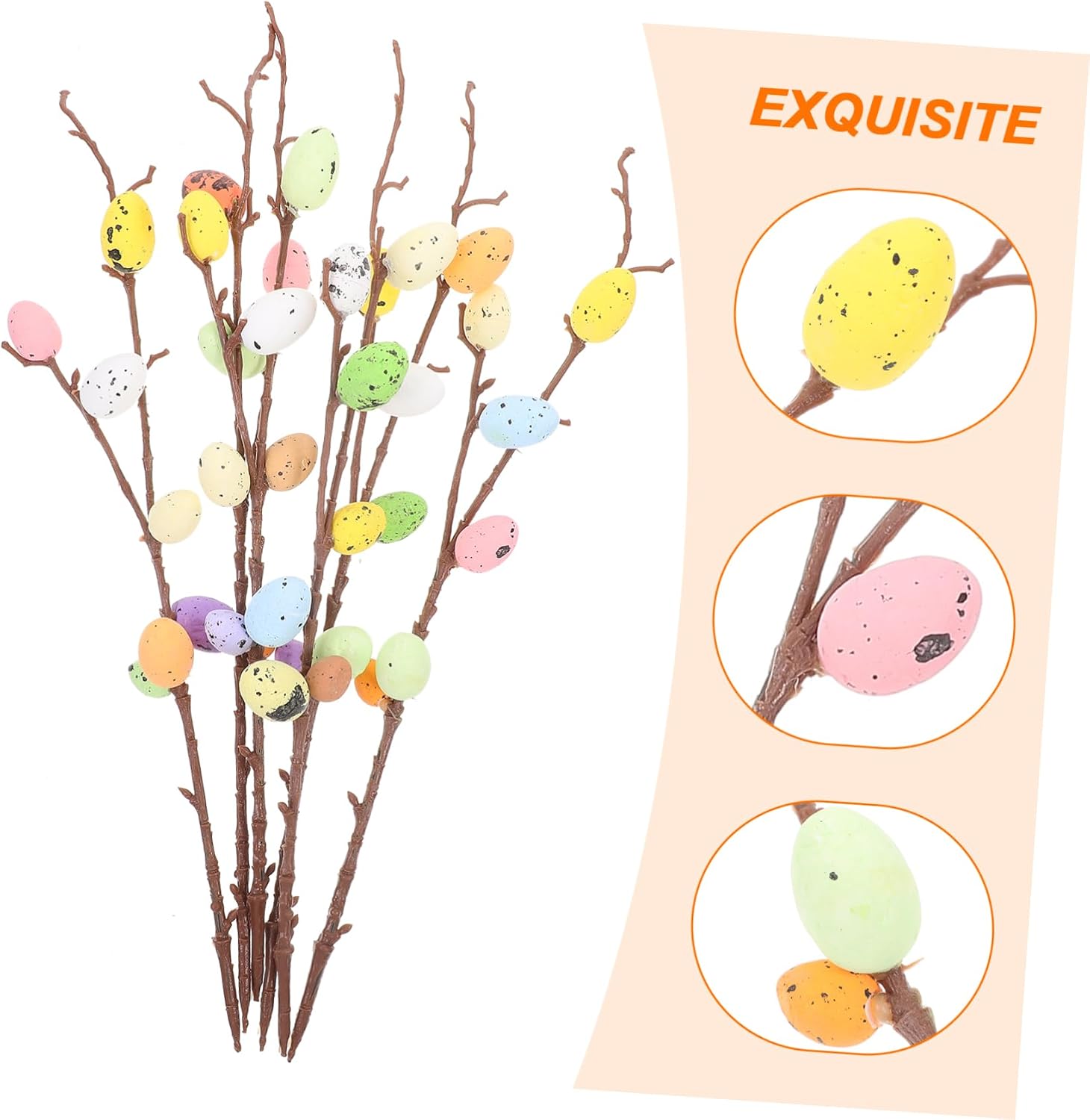 Unomor 6pcs Easter Picks Faux Branches for Spring Floral Arrangements Home Decor and Easter Parties Vibrant and Adornments