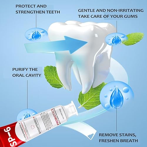 Miniatura 6 de SP-6 Probióticos pasta de dientes blanqueadora, 1 pieza, 6 probióticos, fórmula mejorada, pastas dentales iluminadoras para blanquear los dientes y
