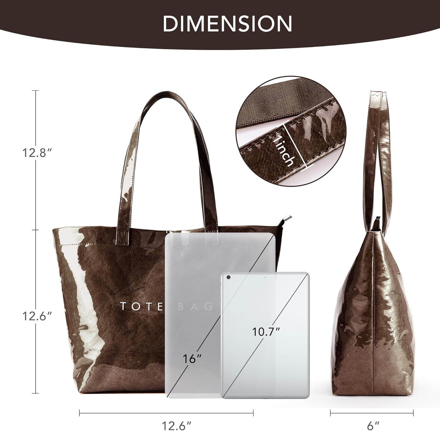 KALIDI PVC Zipper Tote Bag, Jelly Kraft Paper Beach Bag Large Hobo Carry All Travel Shopping Handbag Plastic Shoulder Bag - Image 6