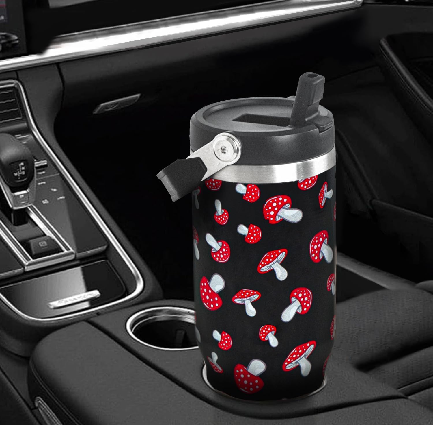 30 oz Mushroom Tumbler with Handle Flip Straw Coffee Mug Leak Proof Insulated Cup Water Bottle Gifts for Mushroom Lover - Image 6