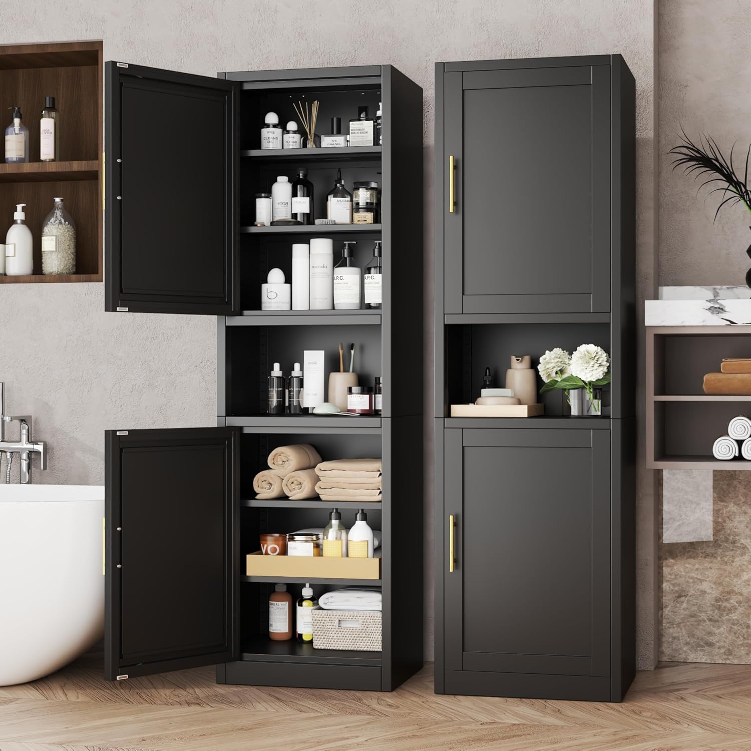 baoliwo Tall Metal Narrow Bathroom Storage Cabinet 67" H - accent furniture | Mubboo