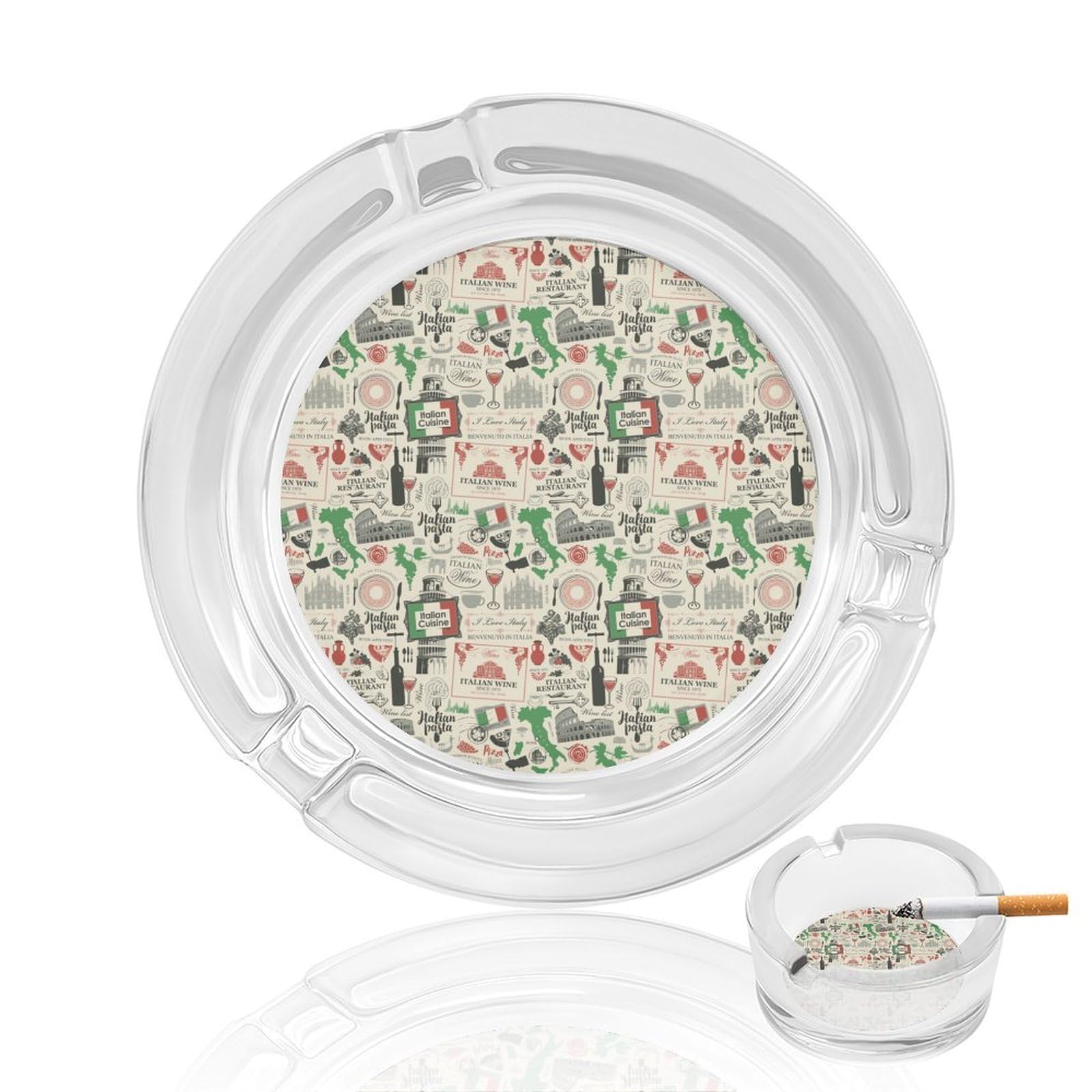 Nclqvjxzkhw Style Theme Italian Cuisine Glass Ashtray Round Ash Tray Smoking Trays For Home Garden Outdoor
