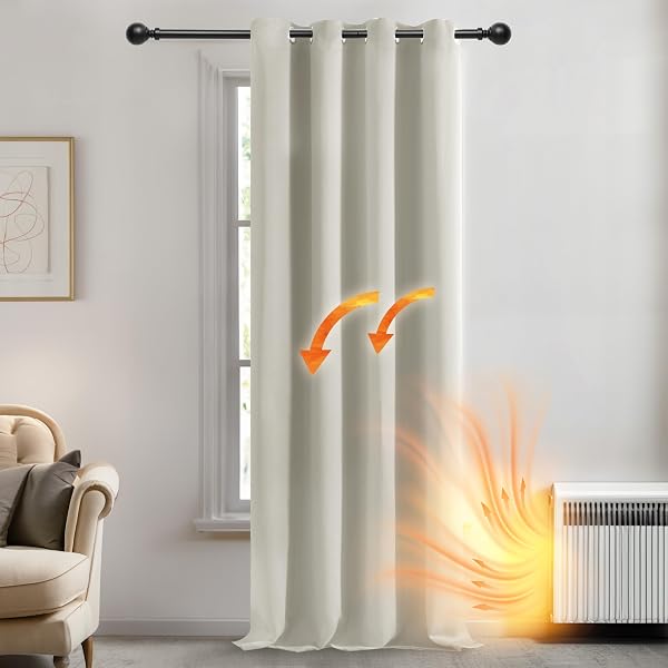 Deconovo Cortinas Dormitorio Salon Opacas Moderna con Ojales, Cortinas Termicas Aislantes Frio y Calor 140x240 cm(Ancho x Alto) Beige Claro, 1 Pieza - 2