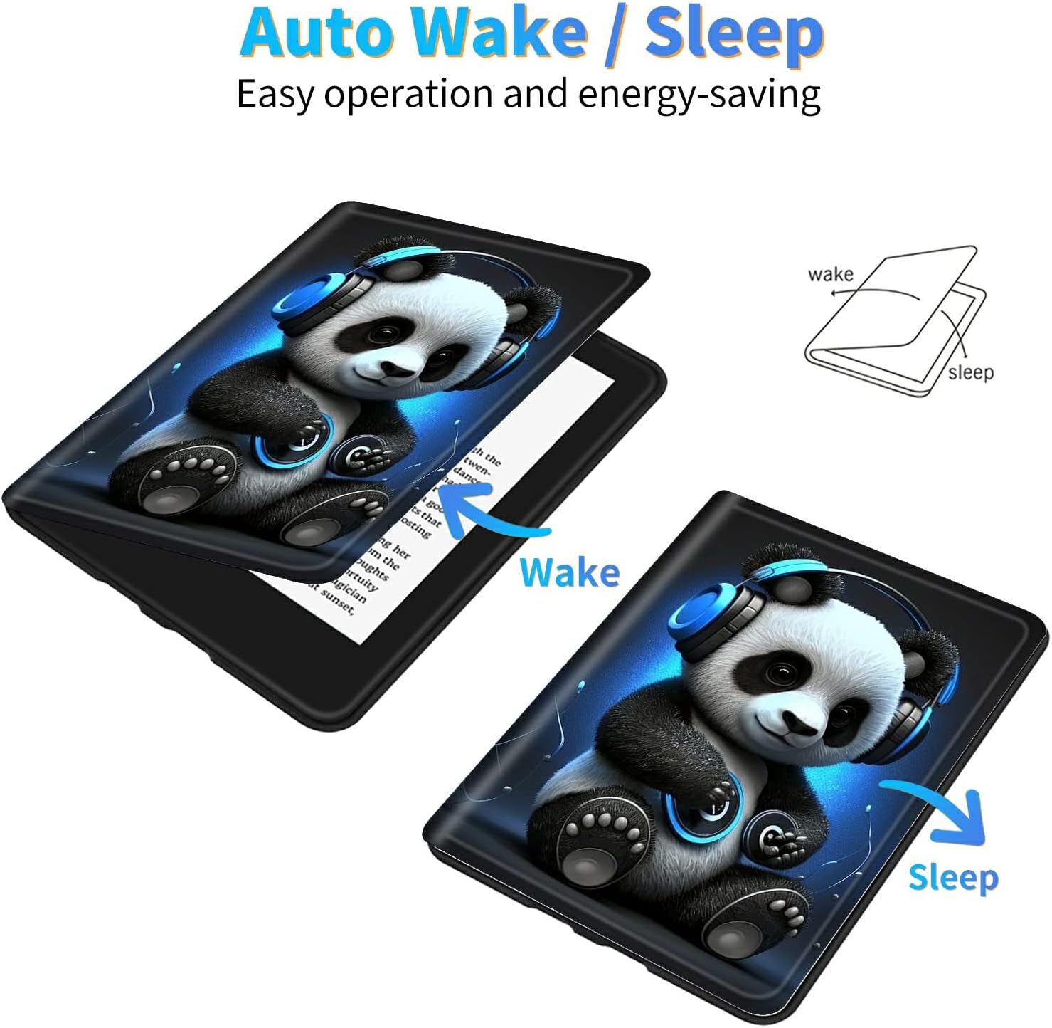 Case for All-New Amazon Kindle Fire HD 10 & 10 Plus Tablet (11th/13th Generation, 2021/2023), Slim Adjustable Stand Back Shell Protection Smart Cover for Fire HD 10.1 Inch Tablet, Panda