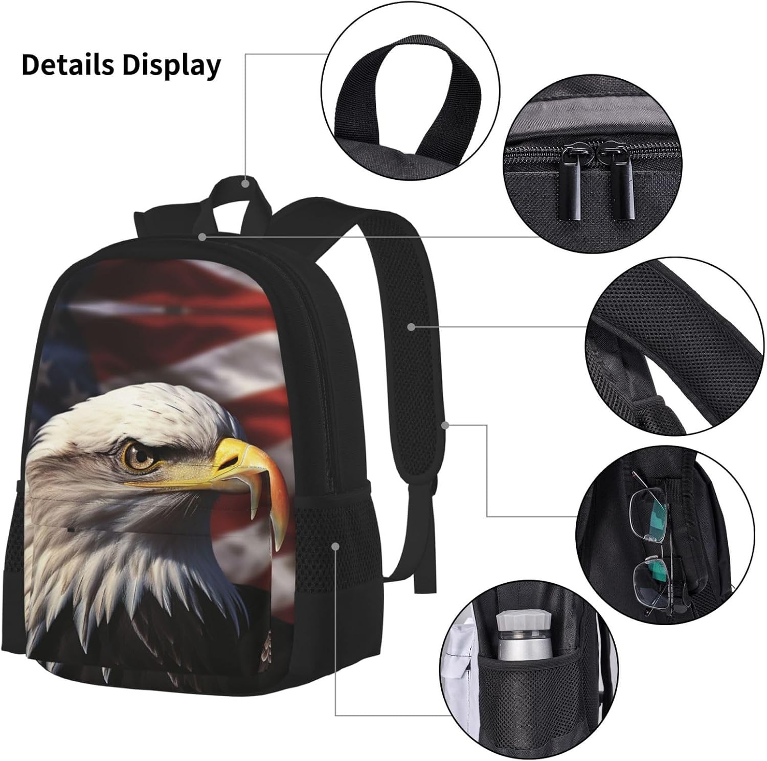 3 in1 Travel Laptop Backpack with Lunch Bag and Pencil Case Casual Daypack image 4