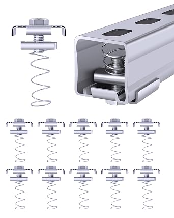 M10 Strut Channel Nut and Bolt with 1/2 U-Shaped Saddle Washer Set for 1-5/8 Strut Channel Bracket, Electro-Galvanized Finish Strut Channel Washer, 10-Pack