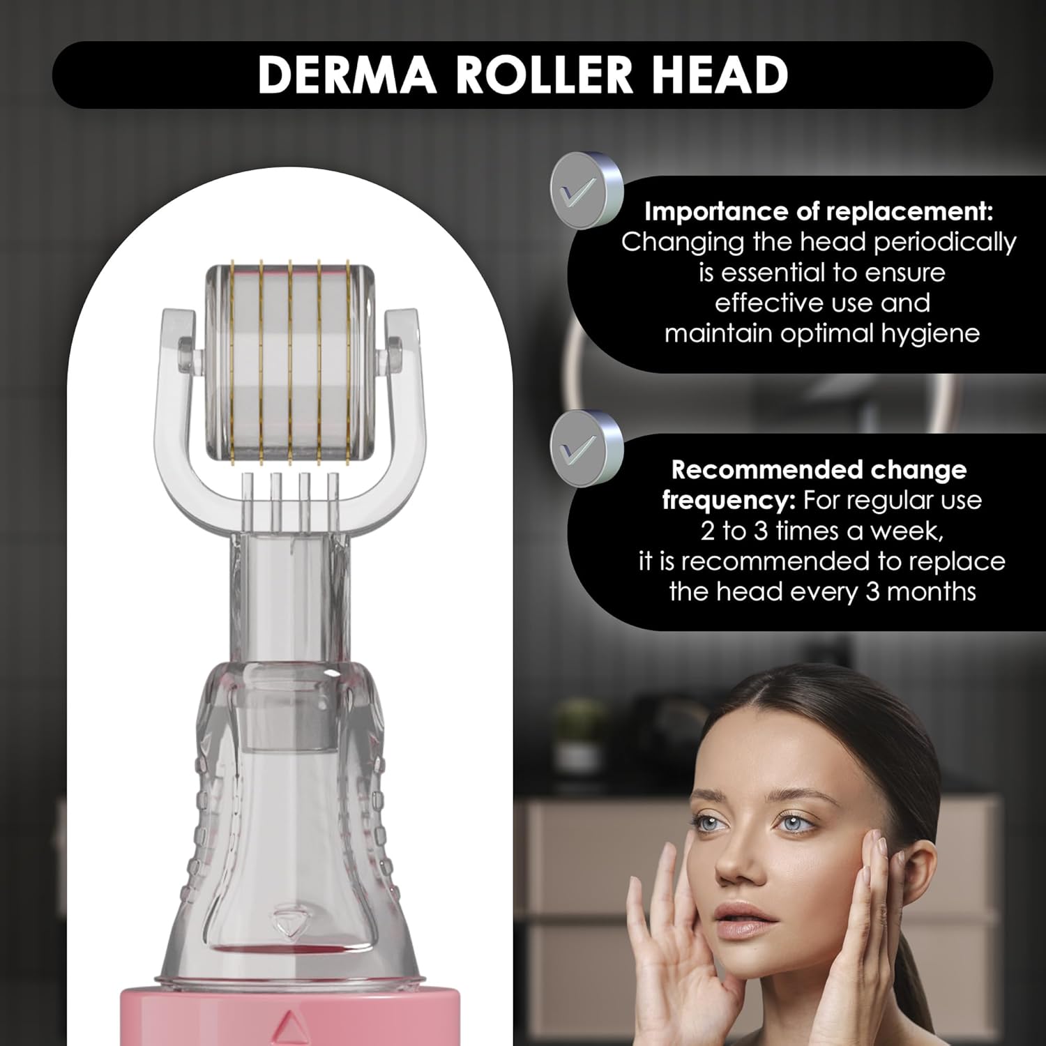 Head 0.25 mm compatible with Haminos Derma Roller, 105 Titanium Needles - Image 2