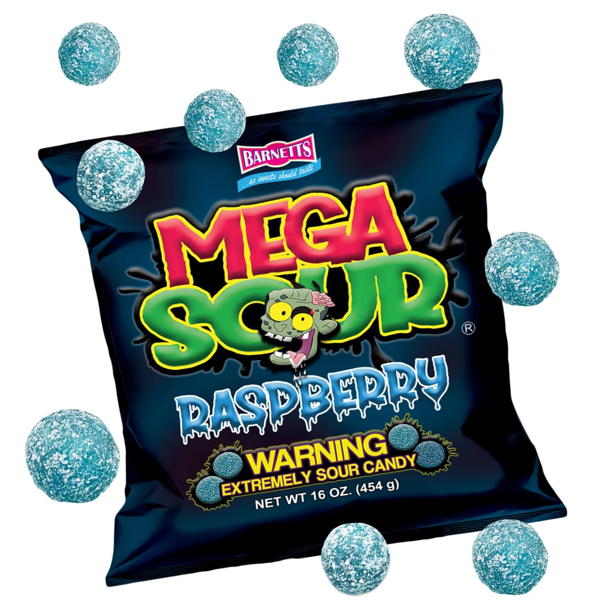 Barnetts Mega Sour Candy Raspberry 454g (Pack of 3) – Handmade British Hard Sweets – Extreme Sour Candy Challenge