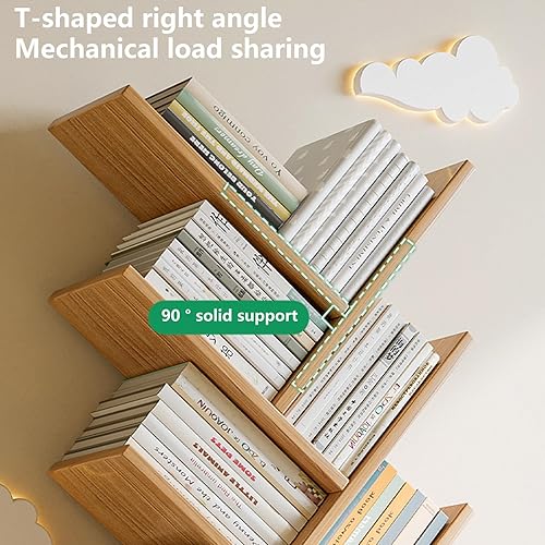 Miniatura 3 de Estantería con cajón, estantería de madera de 8 niveles con capacidad de carga fuerte, estante de almacenamiento de libros de madera alto para