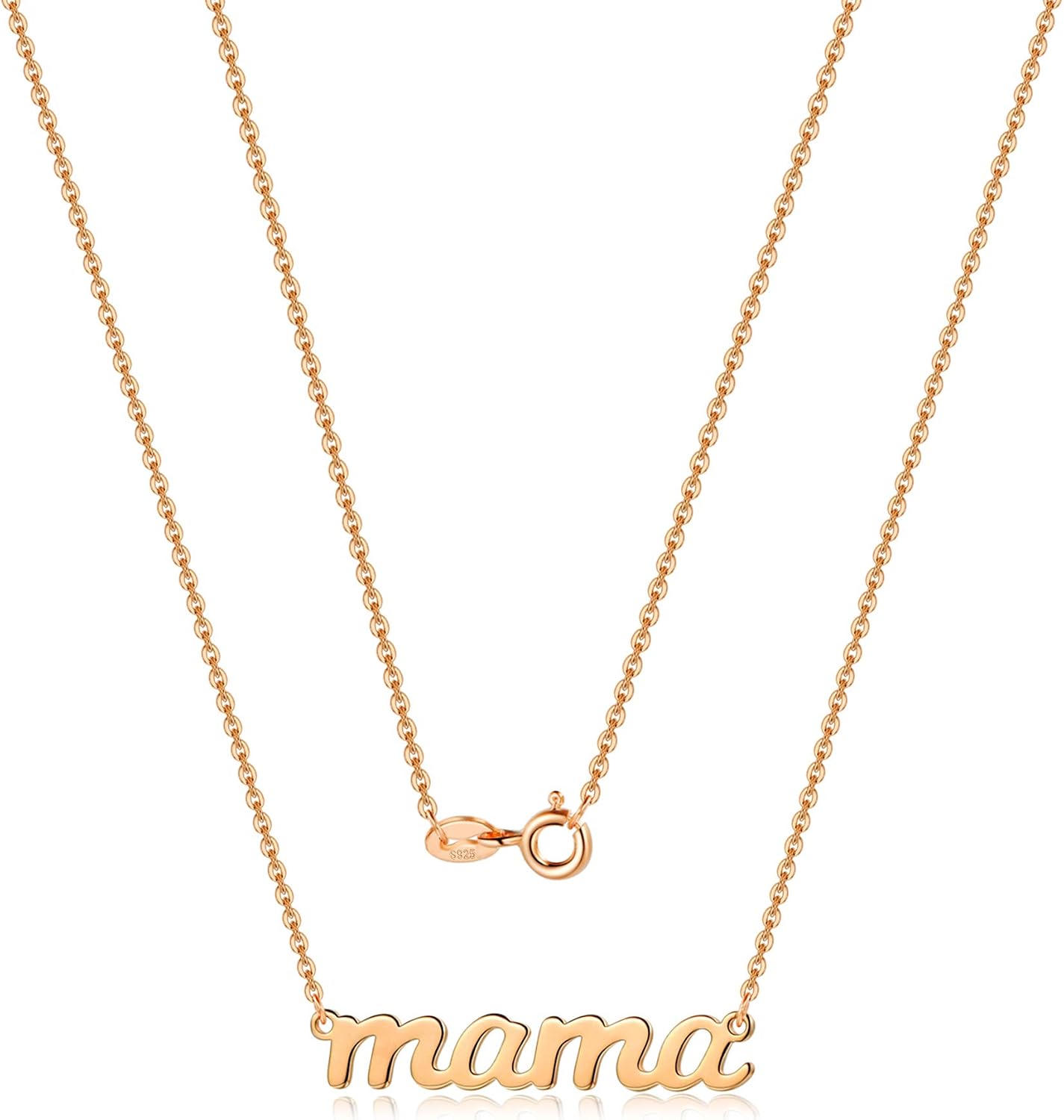925 Sterling Silver Mama Necklace Gifts for Mom, 14K Gold Plated Tiny Cute Mama Necklace Mom Necklace Mom Gifts from Daughter Foster Mother Stepmother New Mom Gifts for Mom Dainty Daily Mom Jewelry