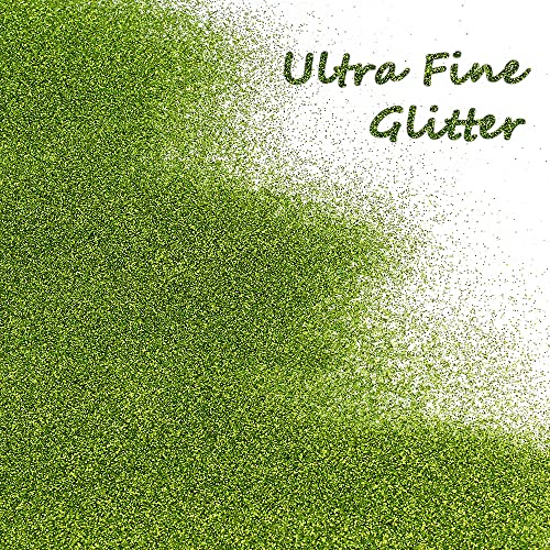 150G Extra Fine Craft Glitter, Holographic Glitter Powder, Metallic Polyester Glitter For Resin, Slime, Tumblers, Painting Arts, Cosmetic Glitter For Body Face Eye Makeup, Nail Arts (Moss Green) #TOP2