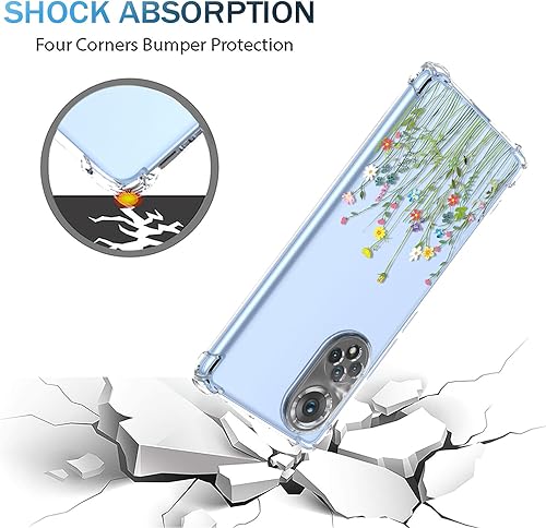 Miniatura 4 de OEURVQO Funda para Huawei Nova 9 Honor 50, diseño floral transparente, TPU suave, a prueba de golpes, antiarañazos, funda protectora para Huawei