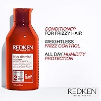 Vista 3 de Redken Frizz Dismiss Shampoo, Conditioner and Rebel Tame Treatment Set For Frizzy Hair - Smooths Hair and Manages Frizz