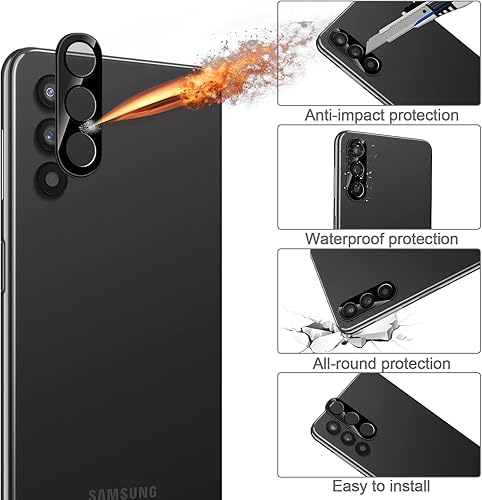 Miniatura 6 de Qoosea Protector de pantalla para Samsung Galaxy A14 5G 22 unidades Vidrio templado con protector de lente de cámara sin burbujas resistente a los