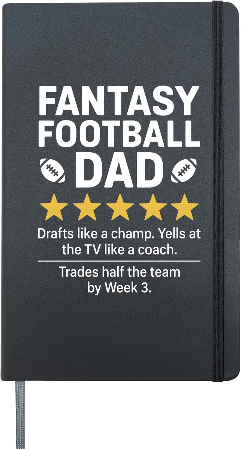 Fantasy Football Dad Five Review Stars Humor Design Hardcover Journal, Black