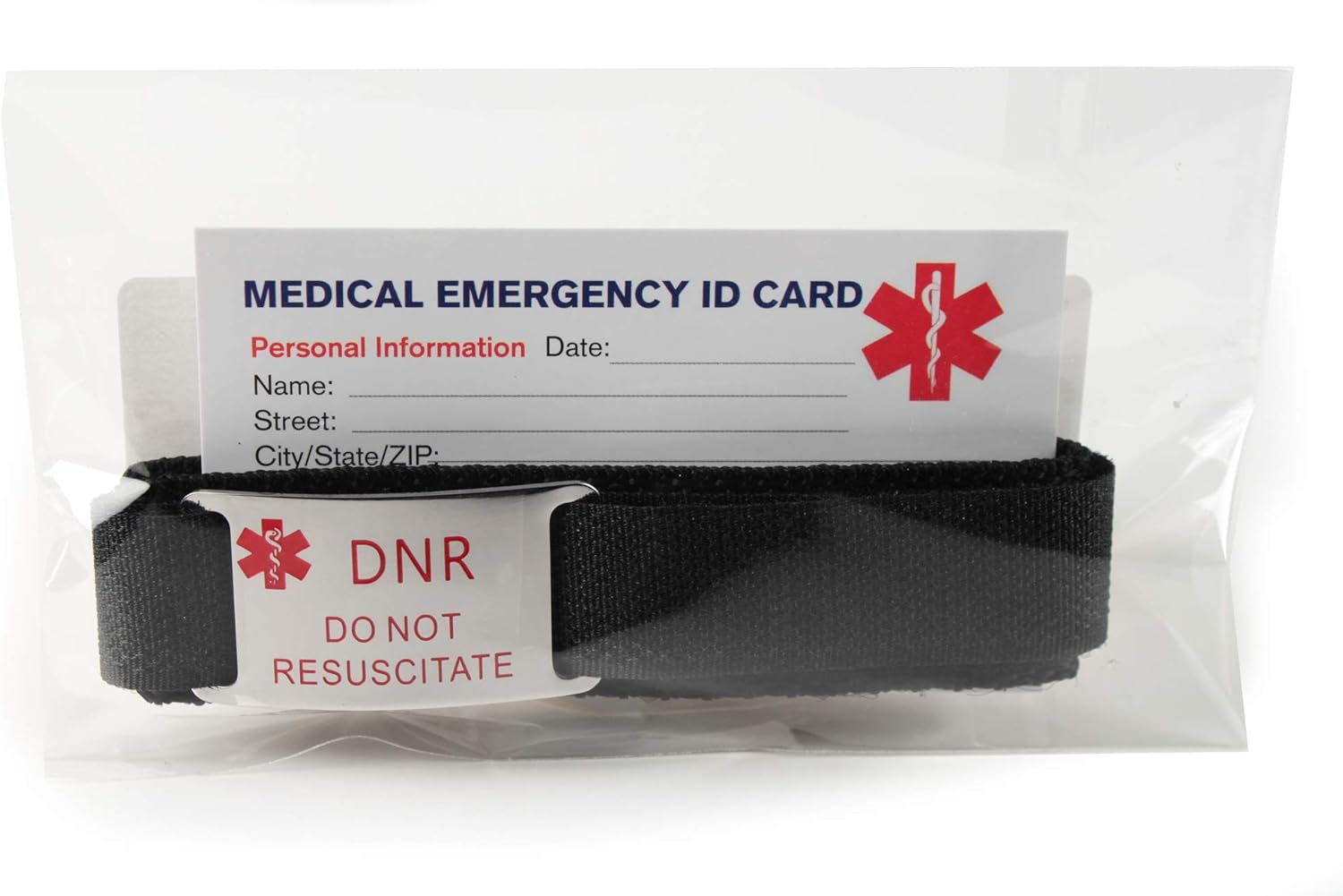 DNR - DO NOT RESUSCITATE Medical ID Alert Bracelet with BLACK Adjustable wristband.