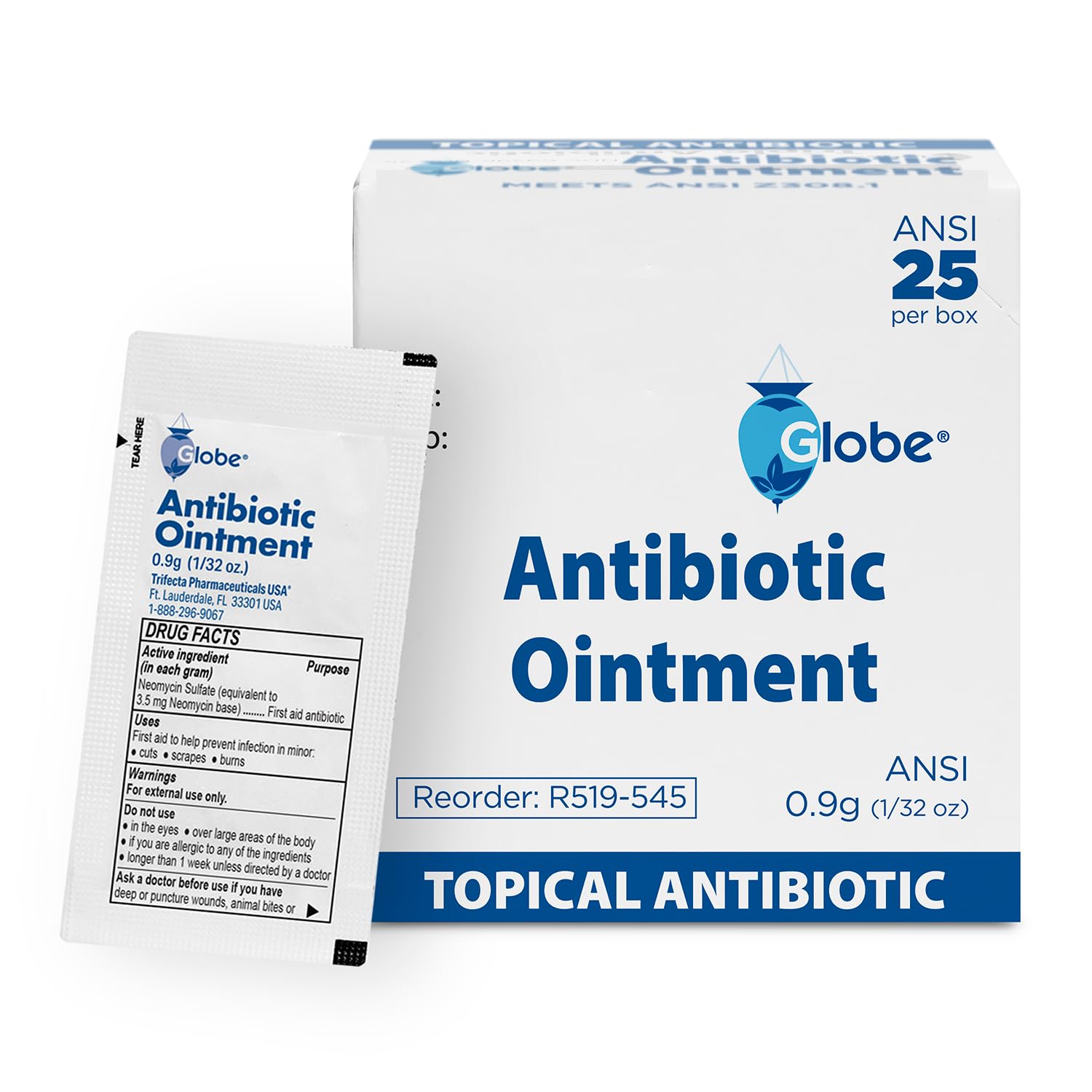 Globe 25 Packets First Aid Antibiotic Ointment 0 9g Single Packet First Aid Kit for Minor Scratches Wounds