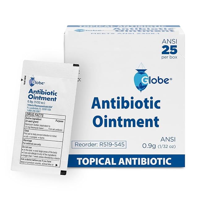 Globe 25 Packets First Aid Antibiotic Ointment 0 9g Single Packet First Aid Kit for Minor Scratches Wounds