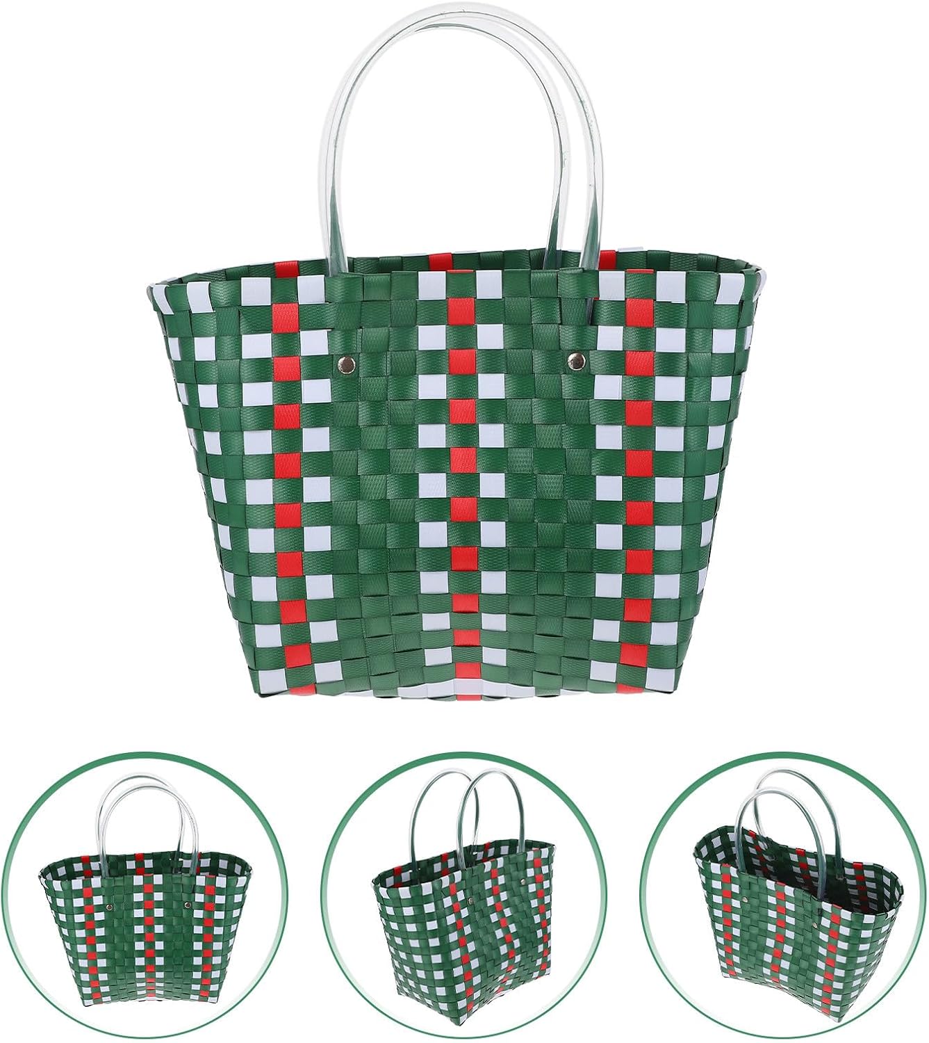 NUOBESTY Handwoven PVC Storage Basket with Handle Smooth Surface Shopping Basket for Home and Outdoor Use Creative Simple Design for Small Items