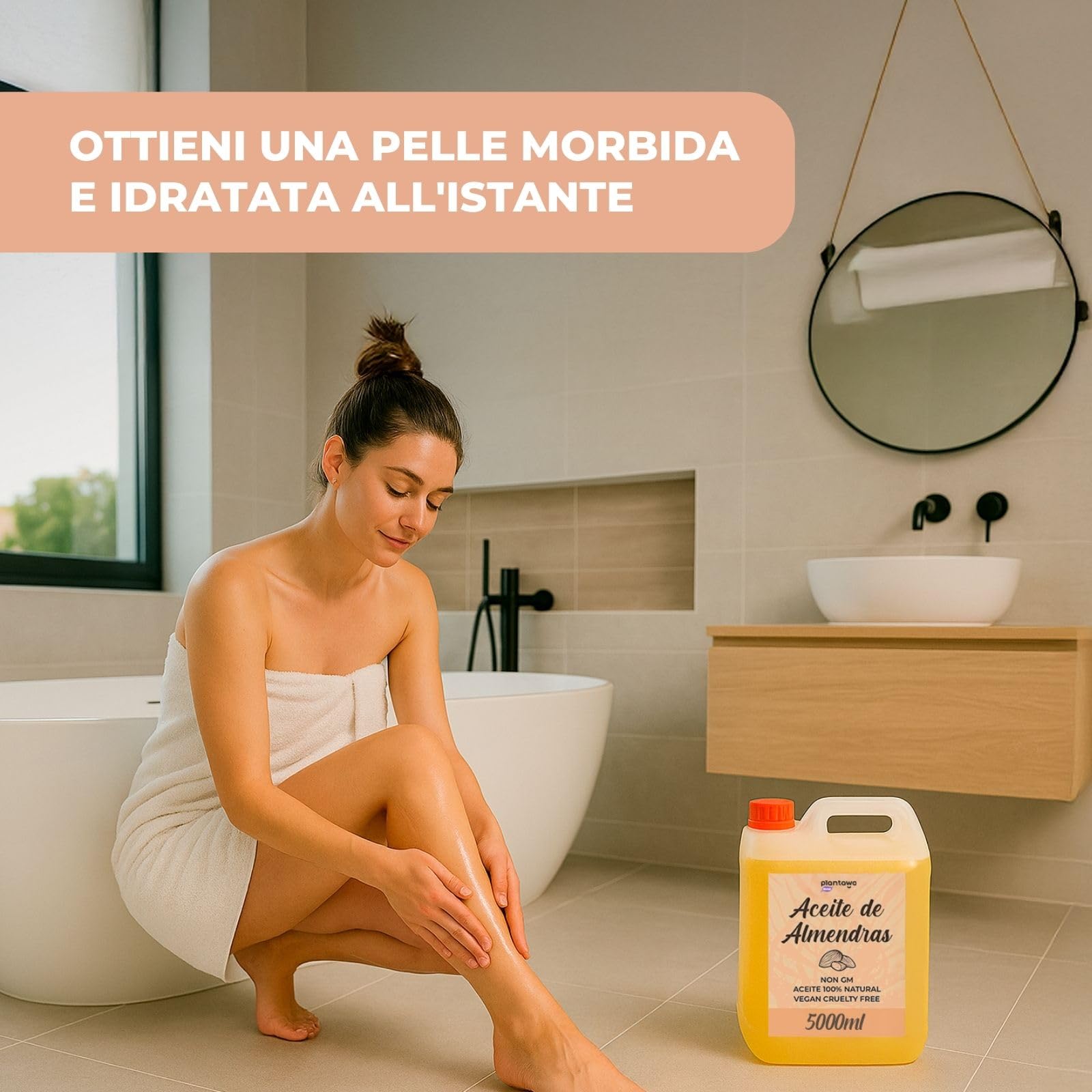 PLANTAWA Olio di Mandorle Dolci 5L | Olio di Mandorle per il Corpo 100% Naturale di Origine Vegetale | Olio Multiuso per Massaggi, Materia Prima, Contiene Vitamina E, Bio Olio Smagliature Gravidanza