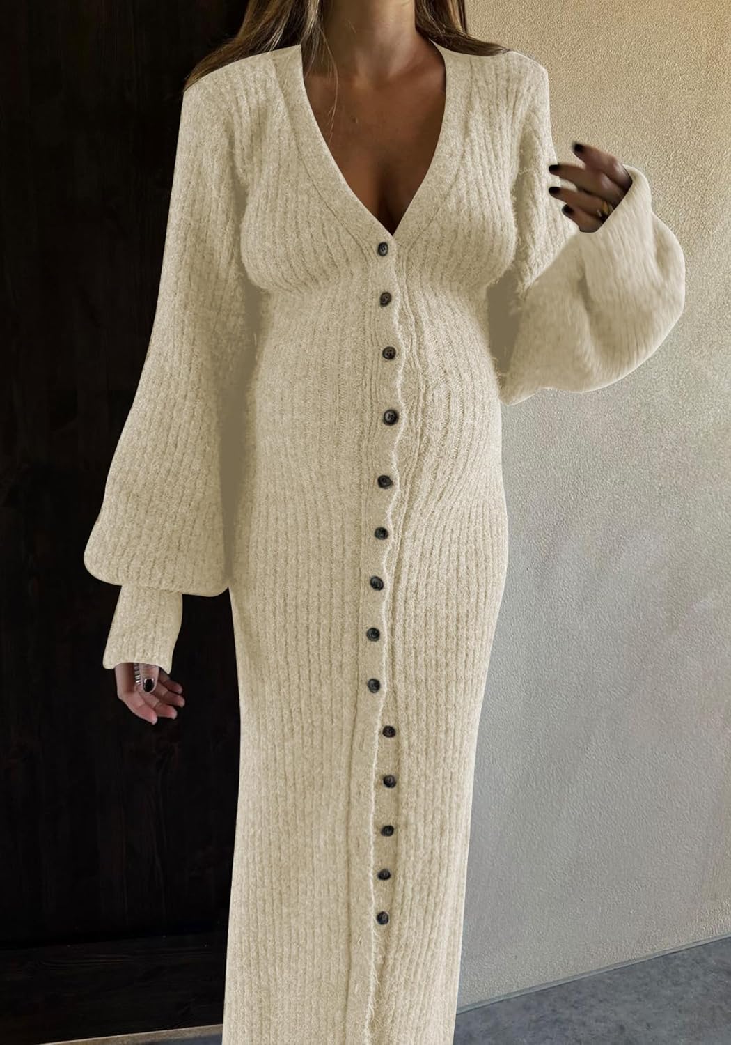 Unybwonn Long Cardigans for Women Chunky Cable Knit Duster Sweater Cover up Maxi Dress Long Sleeve Button Down Cardigan - Image 5