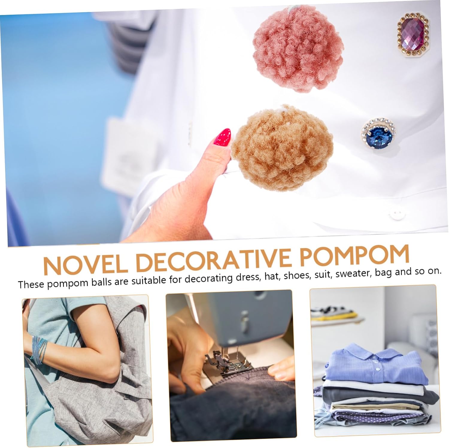 Angoily Pom Poms for Crafting Fluffy Balls for DIY Projects for Decorating Hats Clothes Bags and More