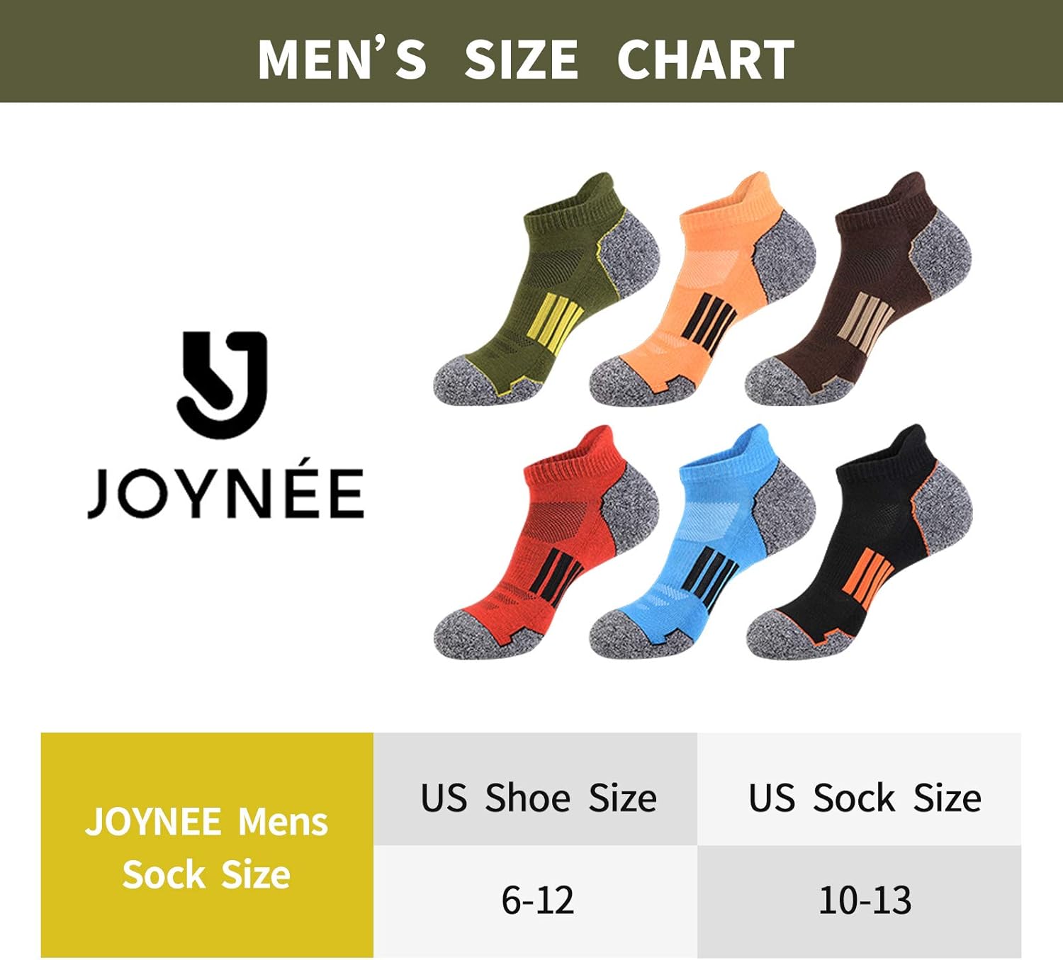 JOYNÉE Mens Ankle Athletic Low Cut Socks Running Sports Cushioned Sock for Men 6 Pack - Image 7