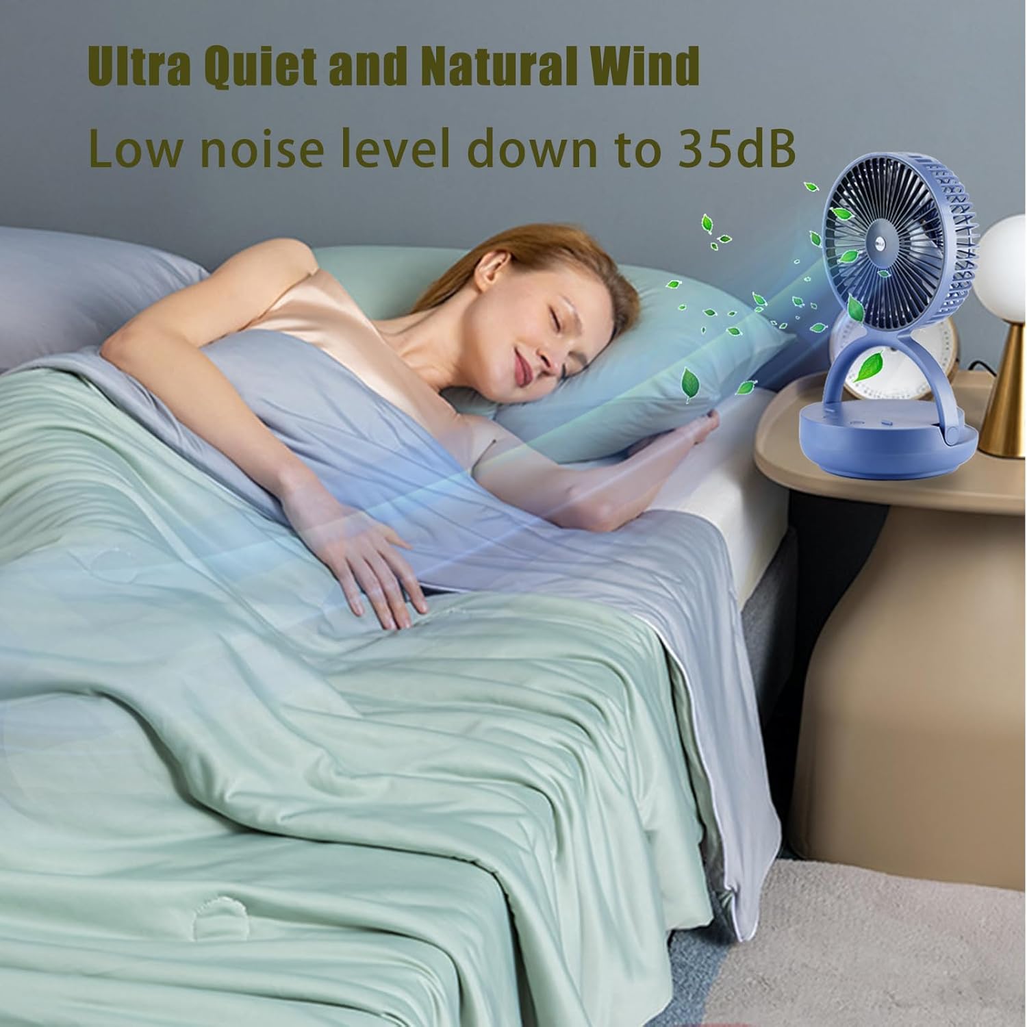 OGZ Portable Fan for Travel I 7 Inch Small Desk Fan Rechargeable Air Circulator I 180° Oscillating Battery Powered Powerful Personal Fan For Beside Office Desktop RV Dorm Cooling
