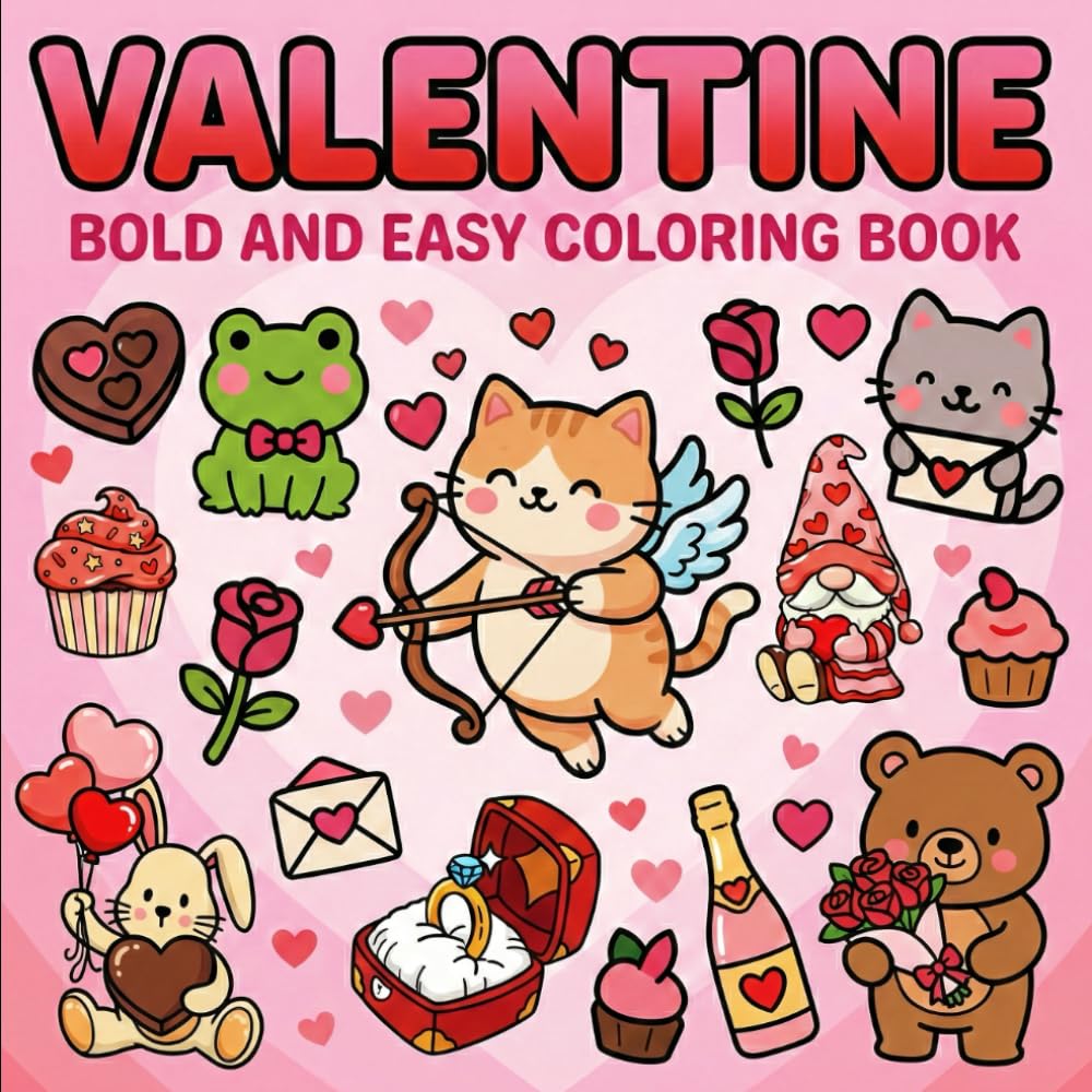 Valentine Bold and Easy Coloring Book