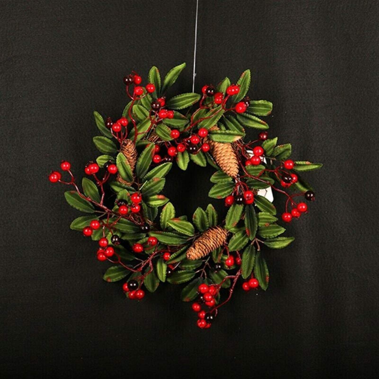 Ornement de Noël guirlande de porte maison et couronne de pin pour fête hivernale