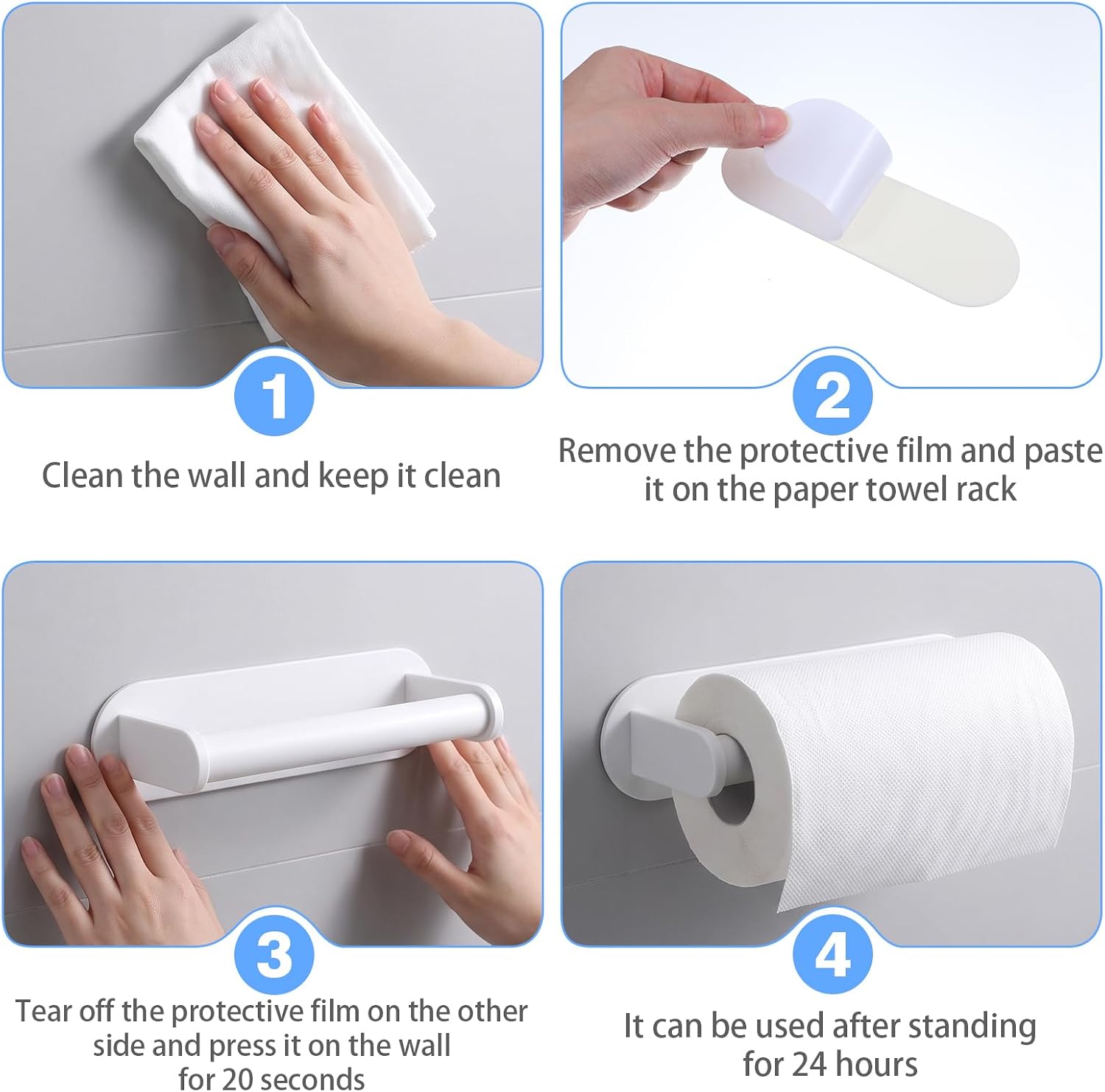 10 Pcs Paper Towel Holder Adhesive Strips, Adhesive Sticky Paper Strips