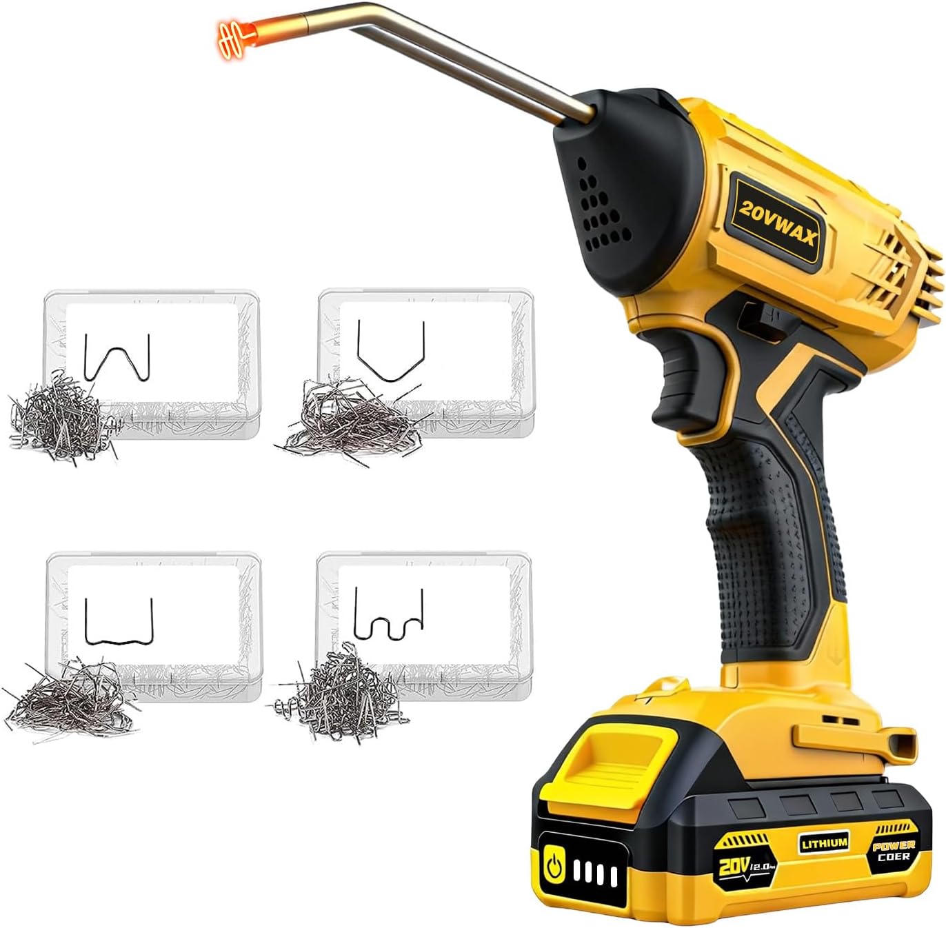 Cordless Plastic Welder for Dewalt 20V Max Battery Powered, Plastic Welding Kit with 400PCS Hot Stapler, Plastic Welder Gun with 2.0Ah Battery, Plastic Weld Bumper Repair Kit for Most Plastic Repair