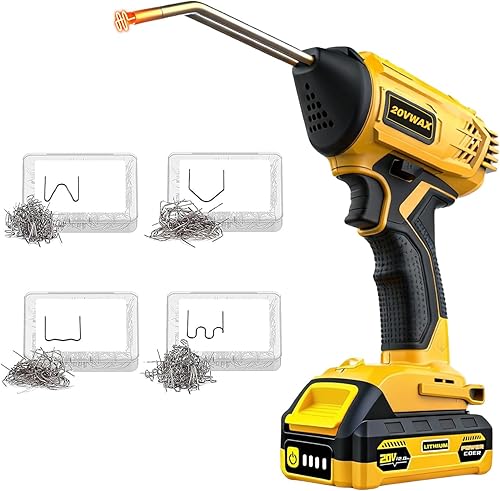 Soldador de plástico inalámbrico para Dewalt 20V Max alimentado por batería, kit de soldadura de plástico con 400 grapadoras en caliente, pistola