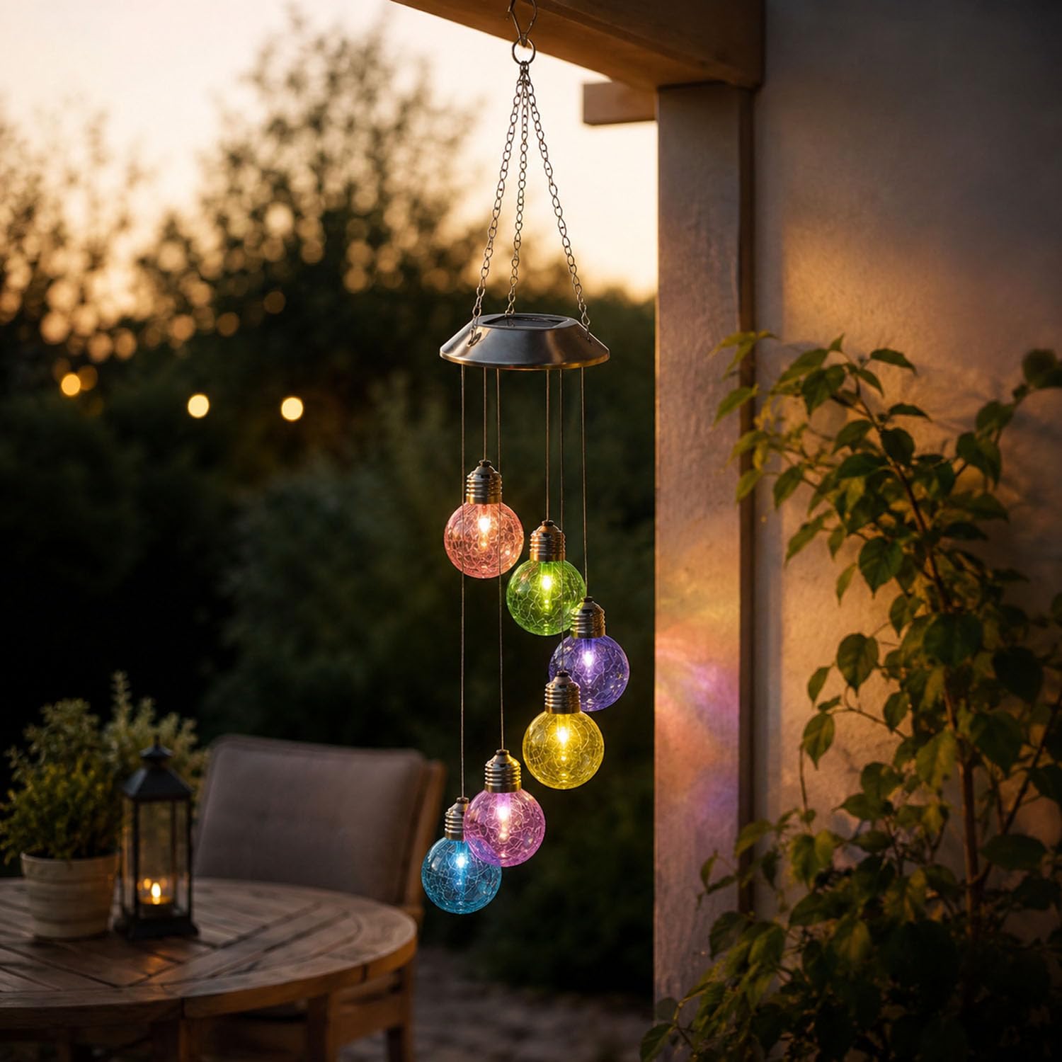 Taylor & Brown LED Solar Wind Chimes Light Outdoor Colour Changing Wind Chime Waterproof Mobile Garden Lamp Home Yard Patio Romantic Decorative Hanging Crackle Glass Ball Lights