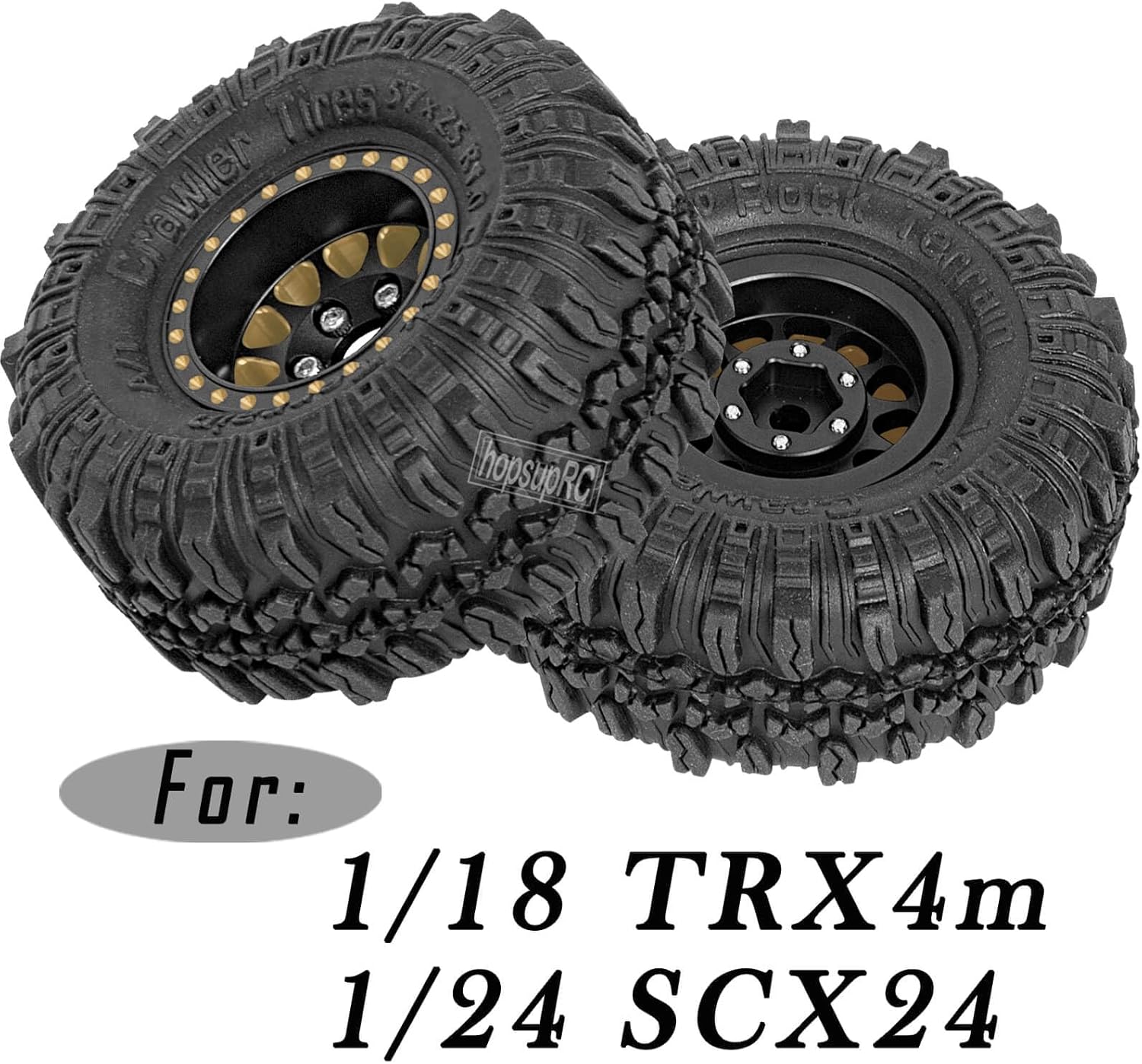 RC Full Brass 1.0in Beadlock RC Truck Tires Wheel Tires Upgrades Part for 1/18 1/24 Trx4m Axial SCX24 RC Crawler,RC Wheels Hops Up(4pcs Black)