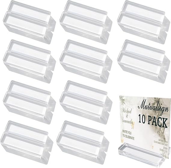 Mutualsign Acrylic Sign Holder 10 Pcs Acrylic Place Card Holders, 8cm